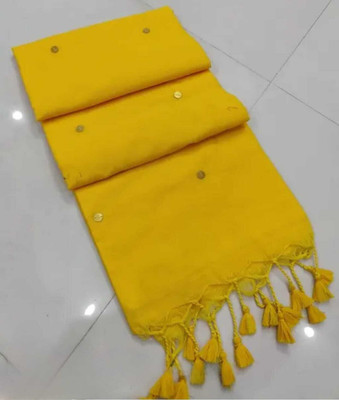 ASIMA TEXTILE Self Design Handloom Handloom Cotton Silk Saree(Yellow)