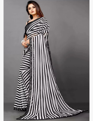 Laksh Creation Printed Bollywood Georgette Saree(Black)