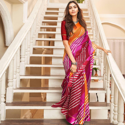 ROOP SUNDARI SAREES Printed Kota Doria Jute Silk Saree(Pink, Maroon)