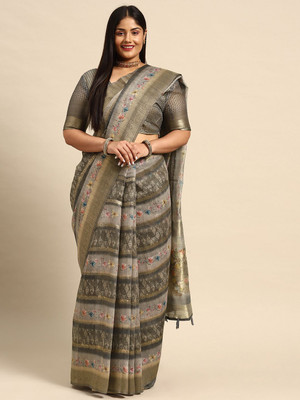 Sztori Woven, Self Design Bollywood Cotton Linen Saree(Multicolor)