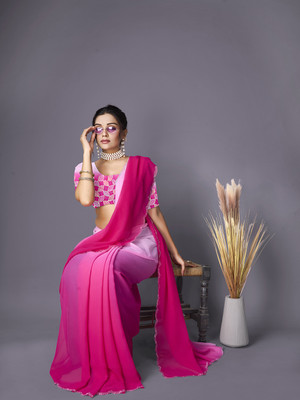nirmal creation Solid/Plain Bollywood Georgette Saree(Multicolor)