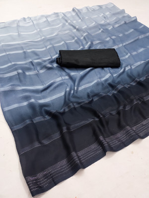 kashvi sarees Embellished, Ombre Daily Wear Satin Saree(Grey, Black)