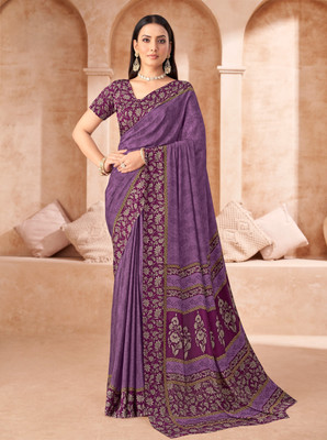 Tasrika Printed Bollywood Crepe Saree(Purple)