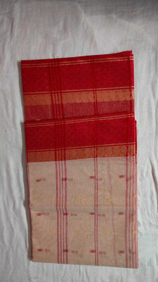 Ghosh handloom Self Design Tant Pure Cotton Saree(Beige)