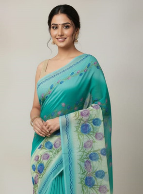 Anugrah Textile Embroidered Banarasi Lycra Blend, Chiffon Saree(Light Green)