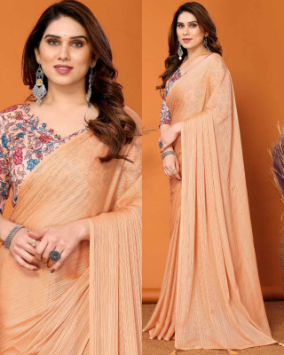 MEETVIN COUTURE Dyed, Printed, Self Design, Woven Bollywood Pure Silk Saree(Orange)