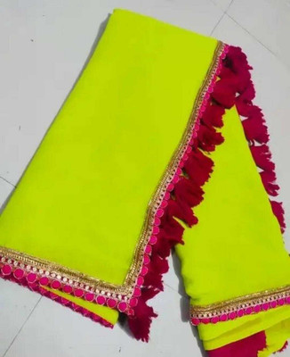 JASHALFAB Embellished Bollywood Georgette Saree(Yellow, Red)