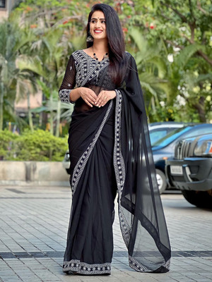 Divastri Embellished Bollywood Georgette Saree(Black)
