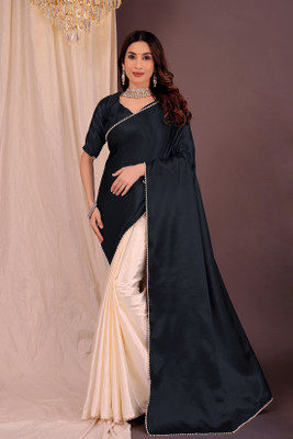 Suali Embellished Bollywood Satin Saree(Black)