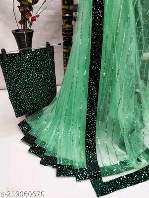 Raasan Creation Embellished Bollywood Net Saree(Pink)
