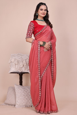 NEELMADHAV FASHION Embroidered Bollywood Chiffon Saree(Orange)