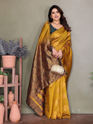 RAJESHWAR FASHION Woven Bollywood Jacquard Saree(Mustard)