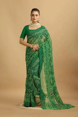 MAHARAJ SAREES Digital Print Bollywood Georgette Saree(Green)
