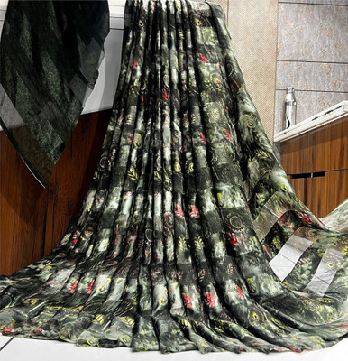 Bombey Velvat Fab Printed Ilkal Chiffon, Georgette Saree(Green)