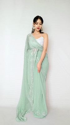 Stylee Couture Embellished Bollywood Georgette Saree(Light Green)