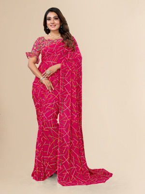 Moda Rapido Geometric Print Daily Wear Georgette Saree(Pink)