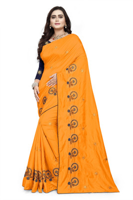 Divastri Embroidered, Self Design Bollywood Art Silk Saree(Yellow)