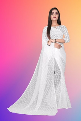 NEXA Dyed Bollywood Net Saree(White)