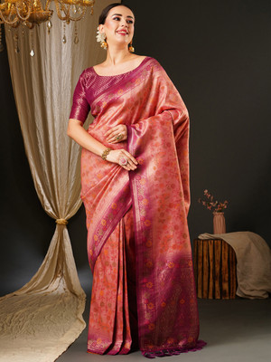 Divastri Woven Kanjivaram Georgette Saree(Pink)