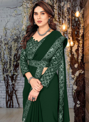 Kalavrit Creation Embroidered Bollywood Georgette Saree(Green)