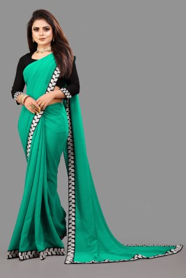 Mahadhya Embroidered Daily Wear Georgette, Art Silk Saree(Green)