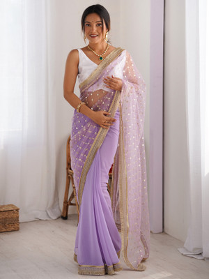 Sareemall Embellished Bollywood Net Saree(Purple)