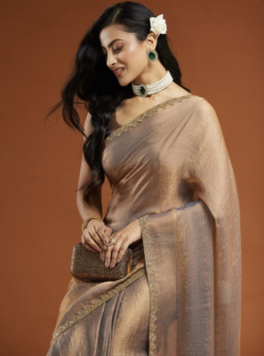 Stylish Sarees Solid/Plain Bollywood Jimmy choo Saree(Beige)