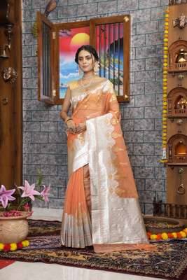 Divastri Solid/Plain Daily Wear Polyester Saree(Orange)