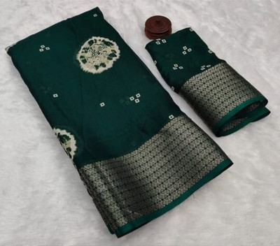 Vihan Fab Printed Bollywood Chanderi Saree(Green)