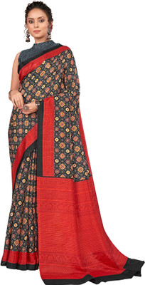 Akhilam Embroidered Daily Wear Silk Blend Saree(Black)