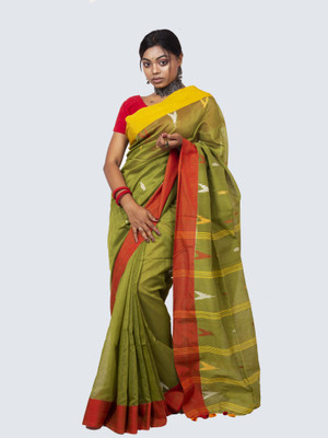 AngaShobha Solid/Plain Mysore Cotton Blend Saree(Dark Green)