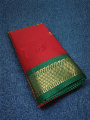 NST5 Solid/Plain Daily Wear Cotton Silk, Polyester Saree(Brown)