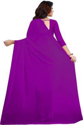 nva fashion Solid/Plain Bollywood Georgette Saree(Purple)