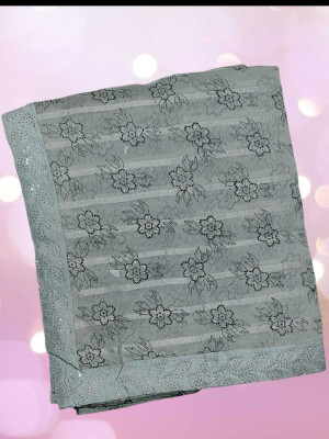DEEPAK Printed Banarasi Silk Blend Saree(Grey)