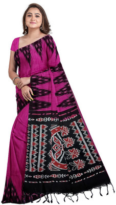 maadurga Printed Sambalpuri Cotton Blend Saree(Pink)