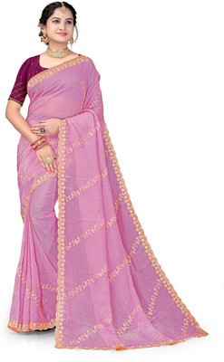 KesariyaVeil Embroidered Bollywood Georgette Saree(Pink)