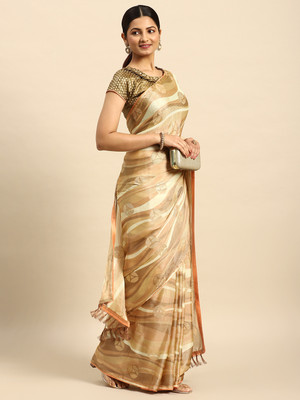 RekhaManiyar Self Design Bollywood Chiffon Saree(Yellow)