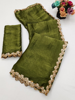 Tasrika Digital Print Bollywood Satin Saree(Green)