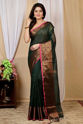 Mondal Saree Centre Printed Bollywood Cotton Silk Saree(Green)