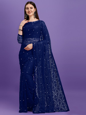LOROFY Self Design Lucknow Chikankari Net Saree(Multicolor)