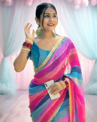 Jayu Digital Print Bandhani Georgette Saree(Multicolor)