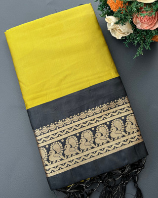The Geetaz Woven Bollywood Art Silk Saree(Yellow, Black)