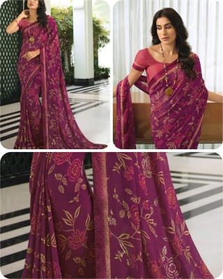 V And V Shop Printed Bollywood Georgette Saree(Multicolor)