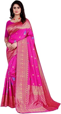 AMK FASHION Woven Banarasi Art Silk Saree(Pink)