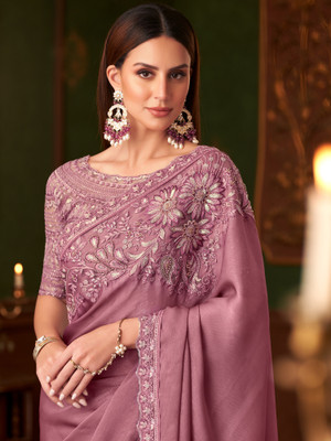 Sareemall Embellished Bollywood Georgette Saree(Purple)