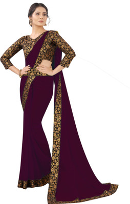 Rashiklal & Co. Solid/Plain Bollywood Georgette Saree(Purple)