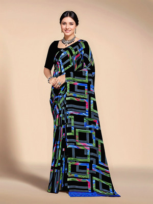 ANOUK Printed Daily Wear Georgette Saree(Black)