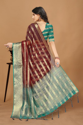 Aarunika MNT Solid/Plain Bollywood Organza Saree(Magenta)