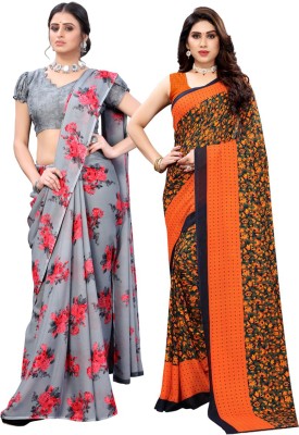 YASHIKA Printed Daily Wear Georgette Saree(Pack of 2, Multicolor)