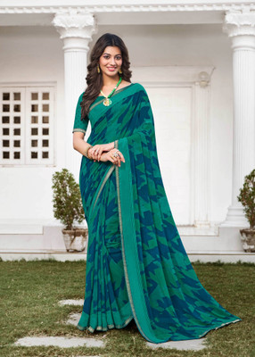 Laxmipati sarees Printed Bollywood Georgette Saree(Blue)